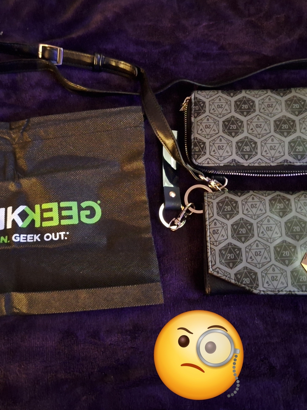 ThinkGəək Black & Gray D20 Pattern Crossbody Phone Bag